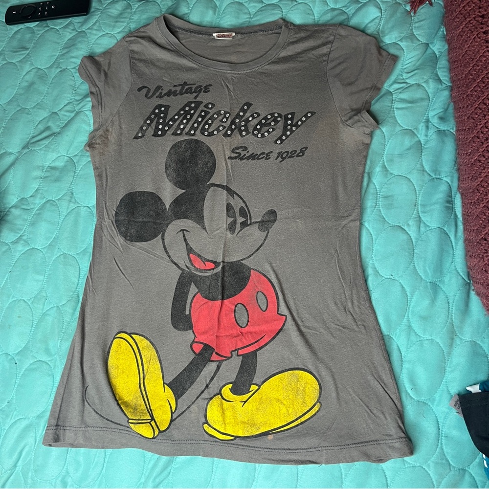 Vintage Disney Gray Mickey Mouse Shirt Size Small